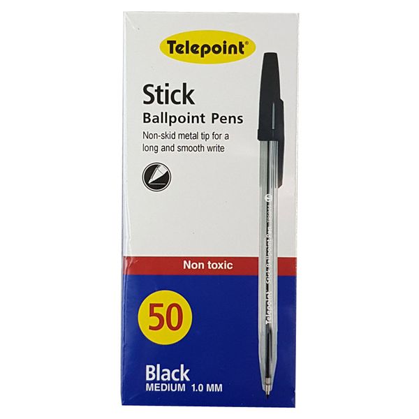 Writing Stick Ball Point Pens - Black Pens Box of 50
