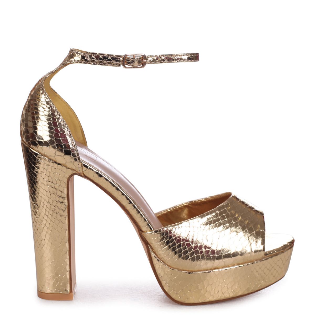 Linzi ASTRA Ladies - Gold Faux Lizard Leather Platform Heels | Shop ...