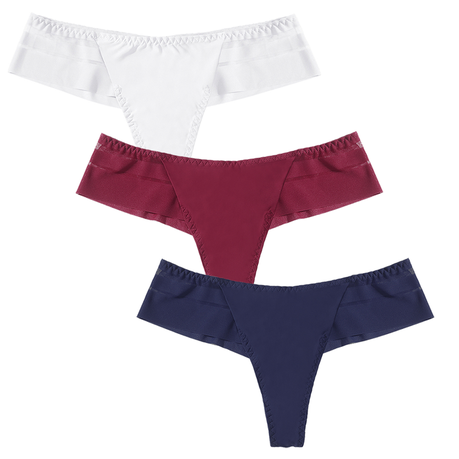 3 Non-trace Female Underwear Ladies Underwear Ice Silk Women Briefs Pants  (Black/Blue/Pink) US Size - ASNL Magasin