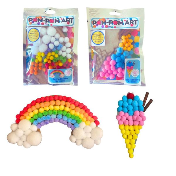 Craft Kit - Pom Pom Art - Rainbow and Ice Cream (Medium)