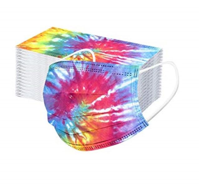 MXM Face Mask - Disposable 3 Ply Tie-Dye Multi-Colour Masks - Pack of 50