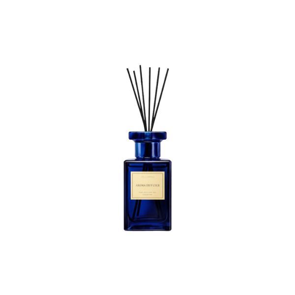 Square Glass Reed Diffuser with Fiber Reeds - Blue