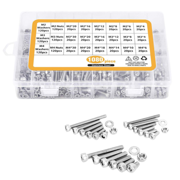Stainless Steel Allen Bolt Nut Washer Kit M2 M3 M4 Hardware Set-1080pcs