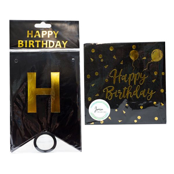 Happy Birthday Banner &amp; Serviettes
