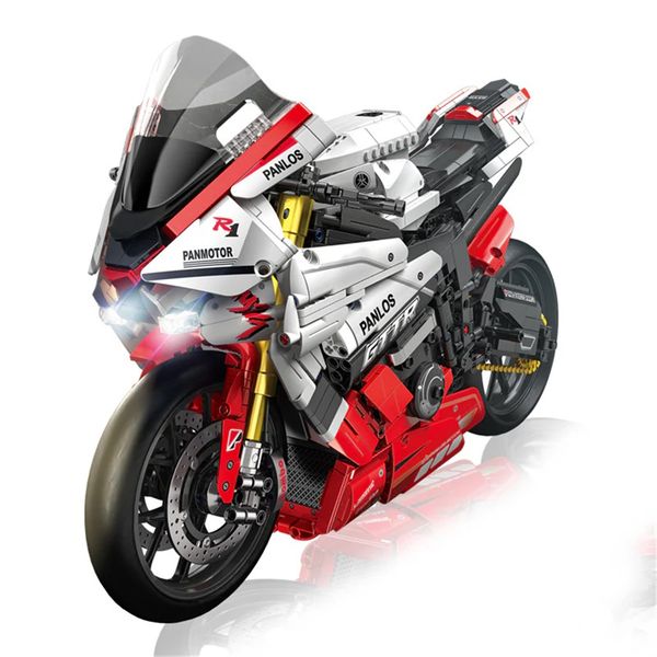 Panlos 1/5 Yamaha R1 Building Blocks with lights (2347pcs) - 49cm Long