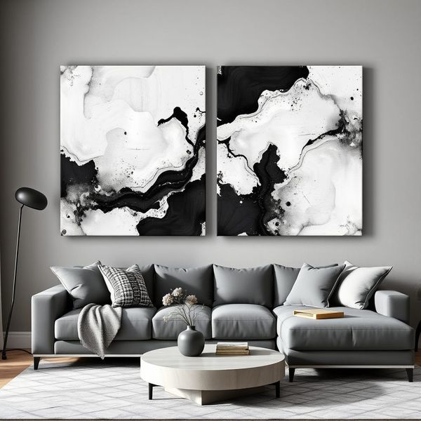 Canvas Wall art: 2 Piece Set- Zen Noir
