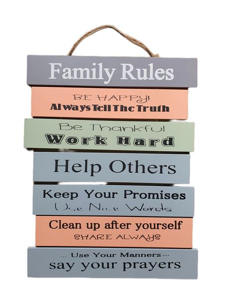 Family Rules - Grey Home Decor Wall Art
