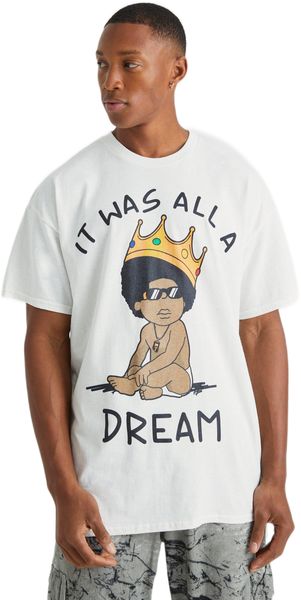 boohooMAN - Men's Oversized Baby Biggie Illustration T-shirt - White