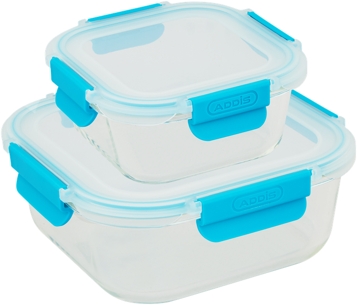 Addis - Oven Lock Glass Square Nested Set - 520ml + 1100ml
