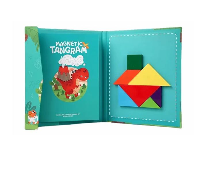 3D Wooden Geometric Shape Magnetic Tangram Activity Travel IQ Game Kid Toy