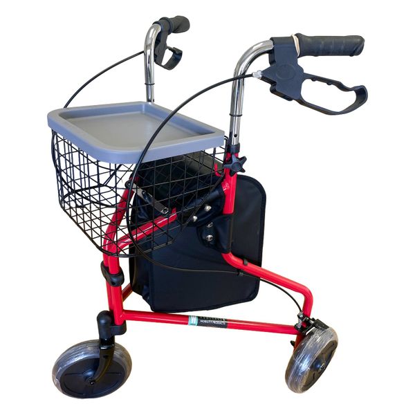 Winfar 3 Wheeler Rollator with Basket, Bag &amp; Tray