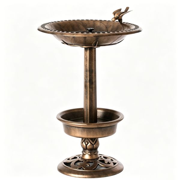 Solar Energy Bird Bath for Outside with Removable Flower Planters