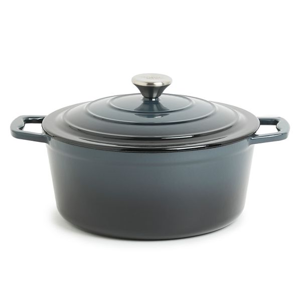 George &amp; Mason - 4.7L Cast Iron Casserole - Charcoal Ombre