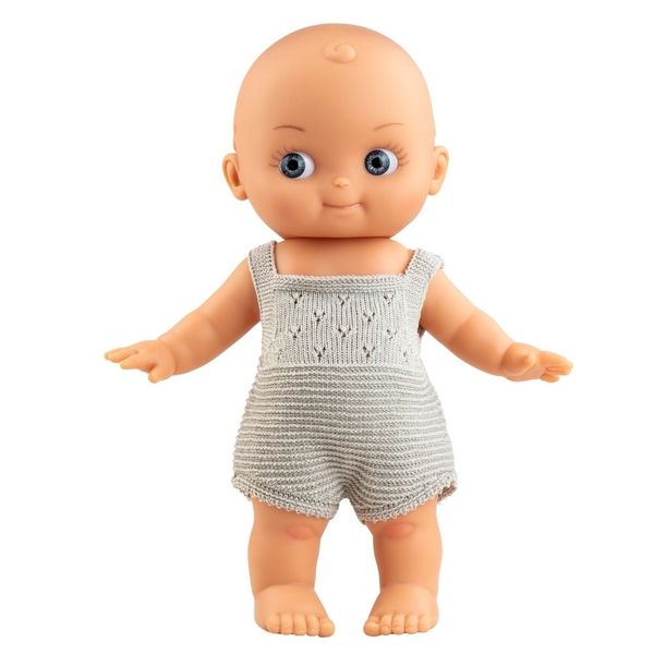 Paola Reina Dolls: Mini Panchas Baby Doll in Grey Jumpsuit - 27cm