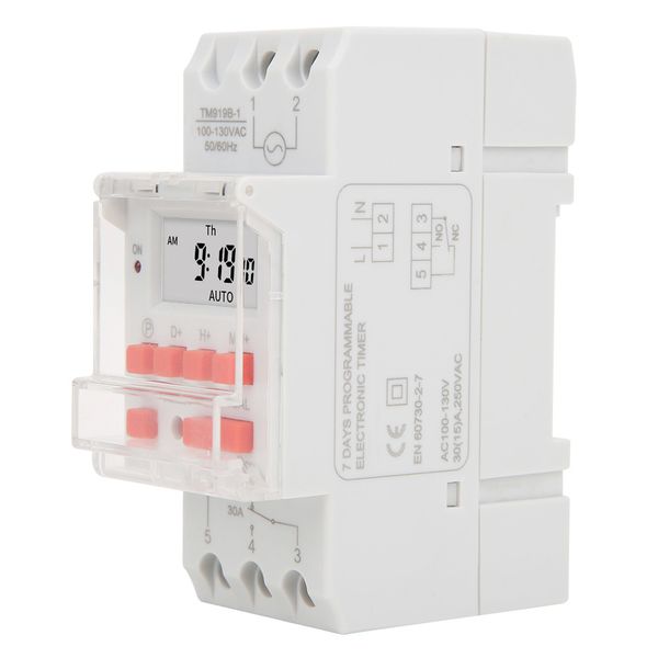 Weekly Programmable Timer Switch, 30A LCD Control for AC 100-130V