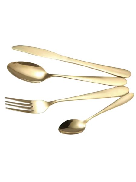 Classic Stainless Steel Cutlery Set - 24-Piece - Gold