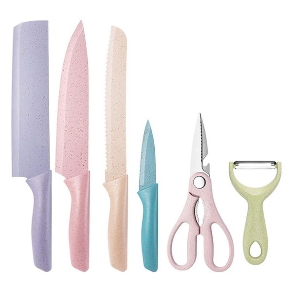 6 Pieces Colored Kitchen Knife Set