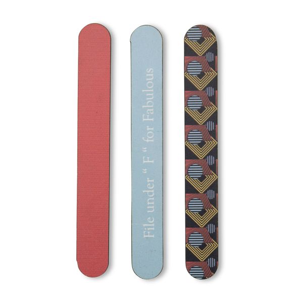 Nail File - 3 Set - Pink, Blue File Under ‘F’ For Fabulous &amp; Geometric Pattern