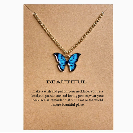 Beautiful Butterfly Necklace Dark Blue Collection Image