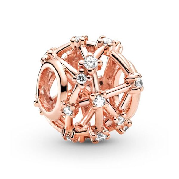 925 Sterling Silver Bead Bracelet Charm / Pendant - Rose Gold