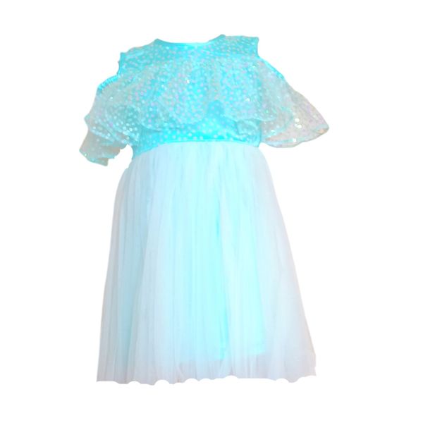 Kids Pale Blue Sequin Party Dress