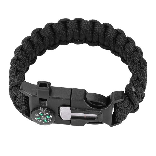 Survival Bracelet with Whistle, Compass &amp; Cutter, Paracord Wristband