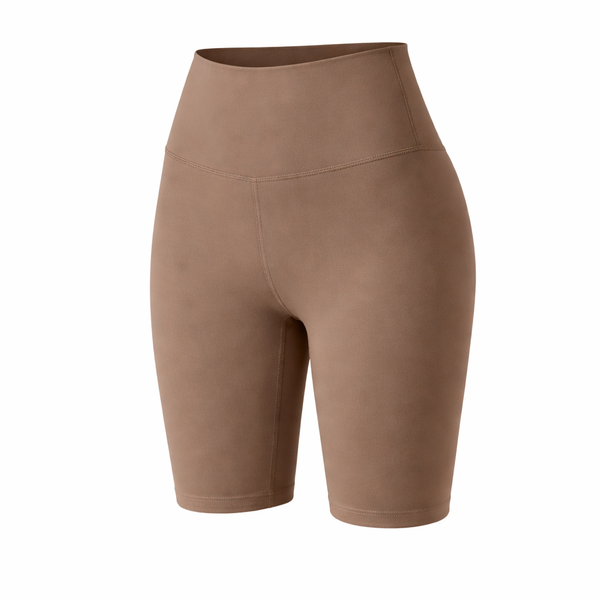 High Waist Hip Lifting Yoga Shorts - Small - Brown