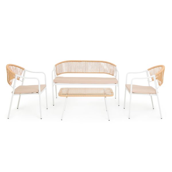 George &amp; Mason - Steel Wicker Conversation 4 Piece Patio Set - Oatmeal