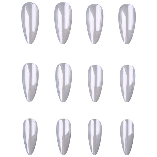 24 Piece Glossy Almond Shape Press-On Nail Set - Reusable Artificial Nail