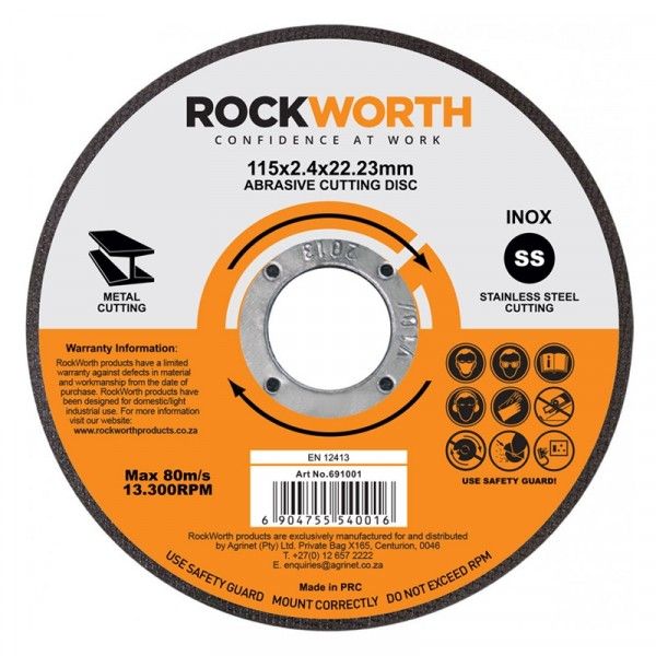 Bulk Pack 5 x Rockworth Steel Cutting Disc - 115mm x 3.0mm
