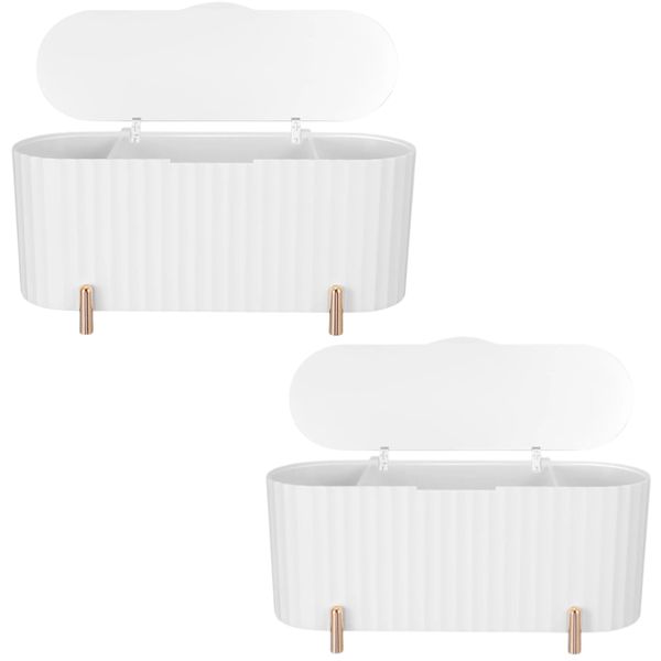 2 Piece - Cosmetic &amp; Accessory Organizer with Transparent Lid