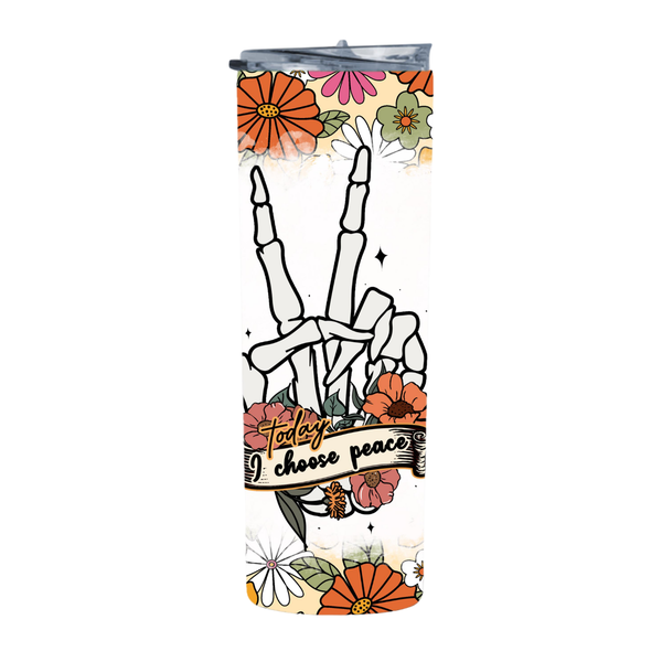 Floral Choose Peace 20 Oz Straight Skinny Tumbler 009