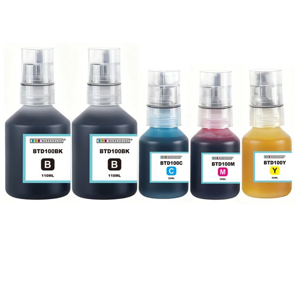 INKWAREHOUSE Compatible Brother BTD100 Ink Bottle Multipack +1 BT100 Black