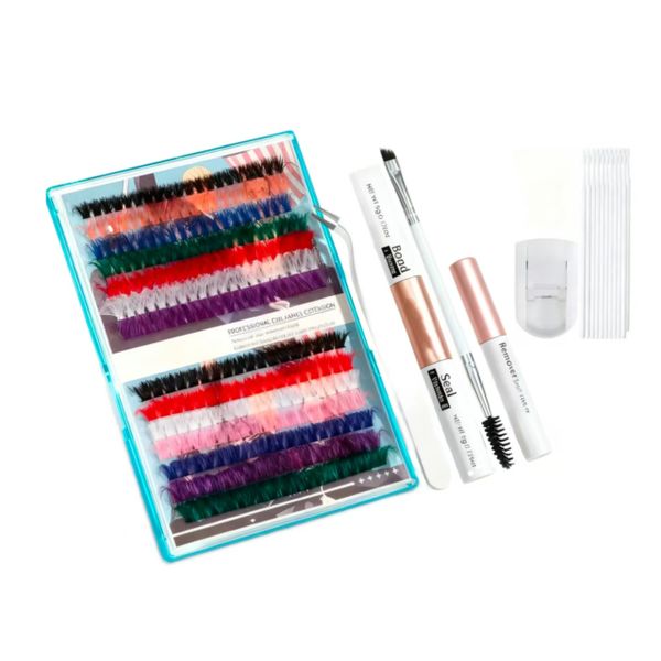 Eyelash Extensions 266 Pieces Colorful Single Eyelash Extension Set 10-16mm
