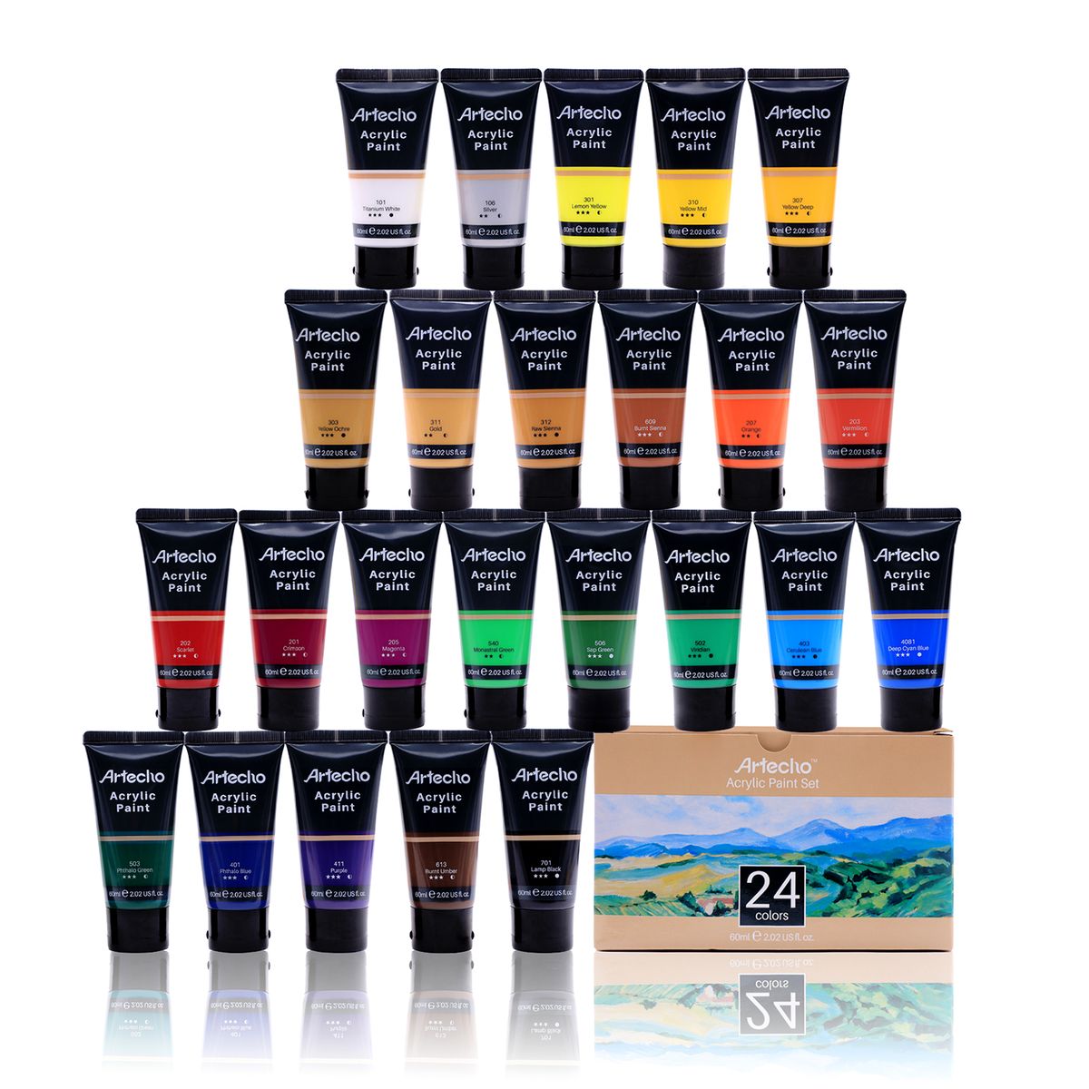 Artecho Acrylic Paint Set 24 Colours 2 02oz 60ml Tube Paint Set Shop   S Zoom.file