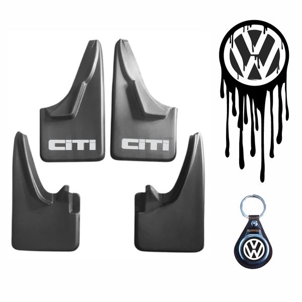 Vw Golf 1 Grey Citi Mudflaps, Drip Sticker &amp; Key image