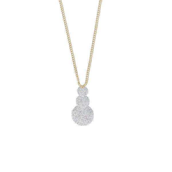 Elegant Triple Disk Pendant Sparkly Necklace - Gold-Toned