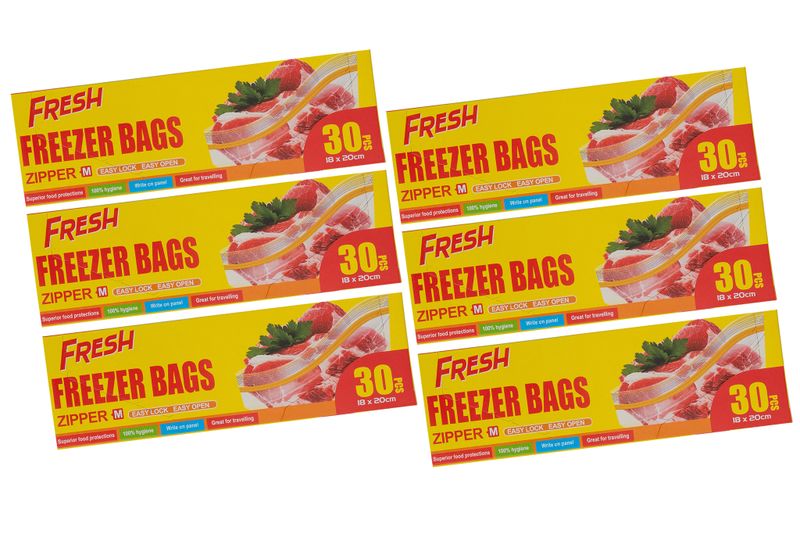 Freezer Storage Zipper Bags Bundle - Medium - 6 Boxes of 30's