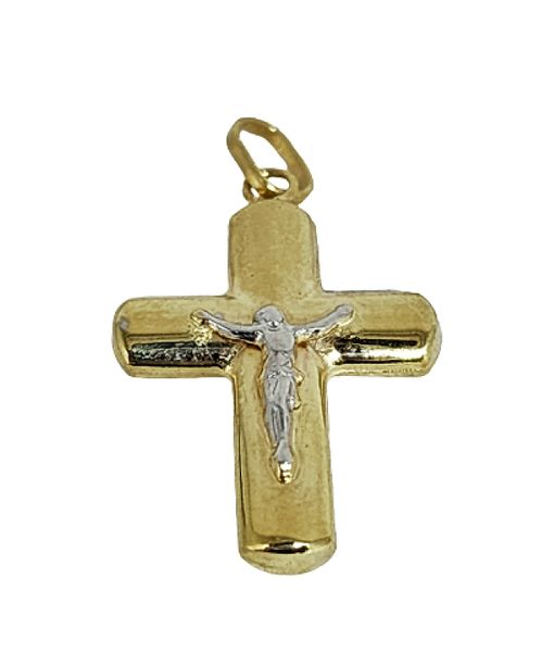 9ct Two Tone Puffed Crucifix