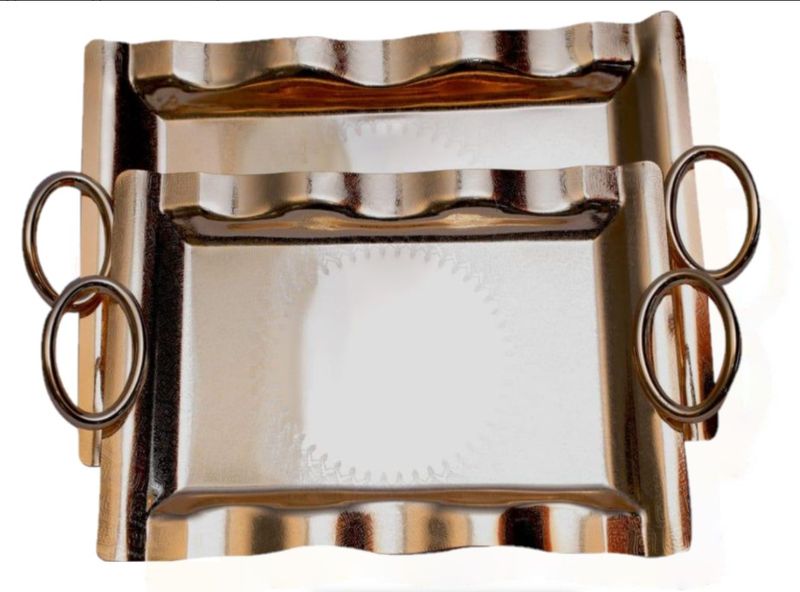 Design Set of 2 Gold Serving Trays