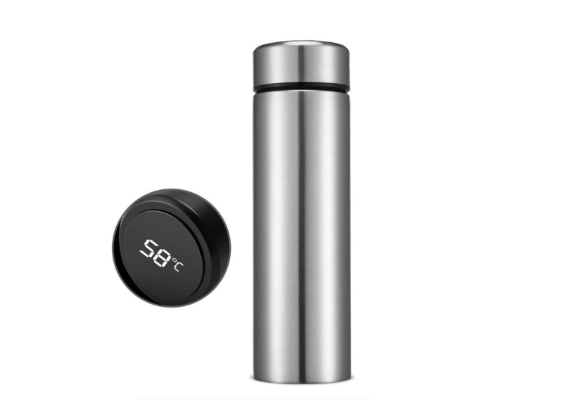 Stainless Steel Vacuum LED Temp Display Travel Mug - Silver 500ML