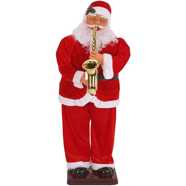 Mapple Supplies Animated Dancing Santa with Realistic Face MusicLight 180CM
