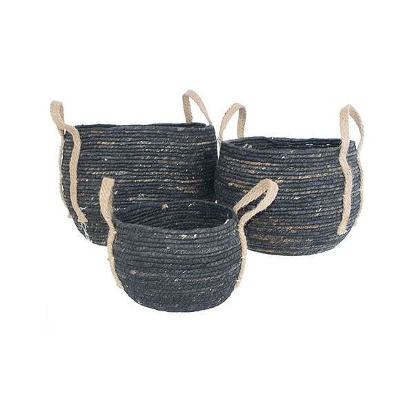 MC - Woven Storage Baskets - Charcoal