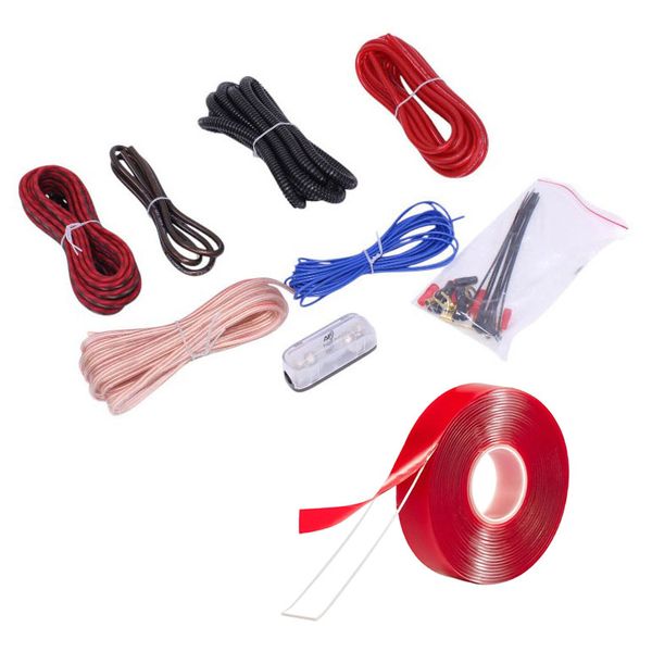 AudioFusion 8 Gauge Professional Car Audio Wiring Kit and Double Sided Tape