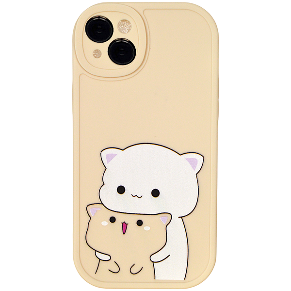 Beige - Phone Case with Chubby Cats &amp; Protective Camera - Iphone 14 Plus