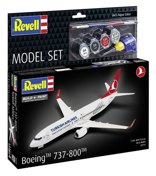 Revell 1/144 Boeing 737-800 Turkish Airlines Kit w/paints, Glue and Brush