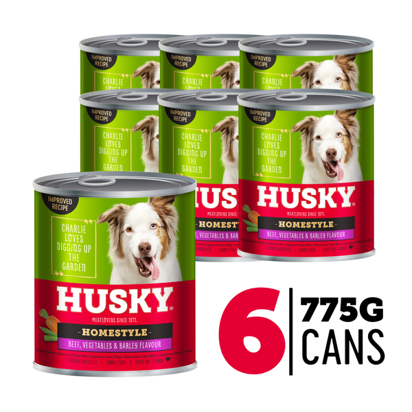 Husky Homestyle Beef, Barley &amp; Veg (6 x 775g) Wet Dog Food Cans