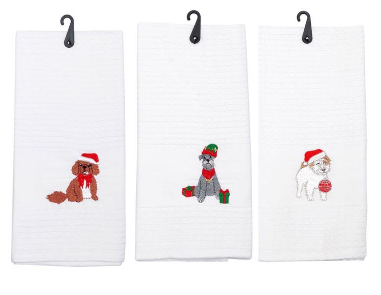 Waffle Tea Towels - Christmas Dog Set