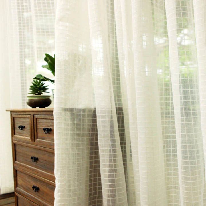 Matoc Readymade Curtain 218cm Height Voile Taped Block Sheer Cream