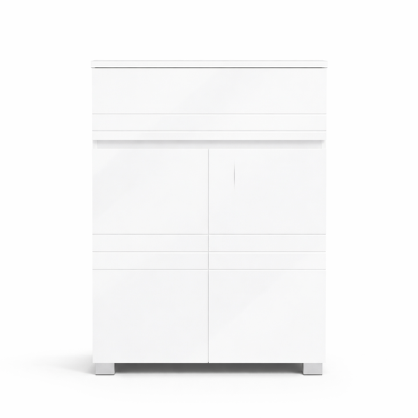 White Cabinet with Drawer, Double Doors &amp; Adjustable Shelves